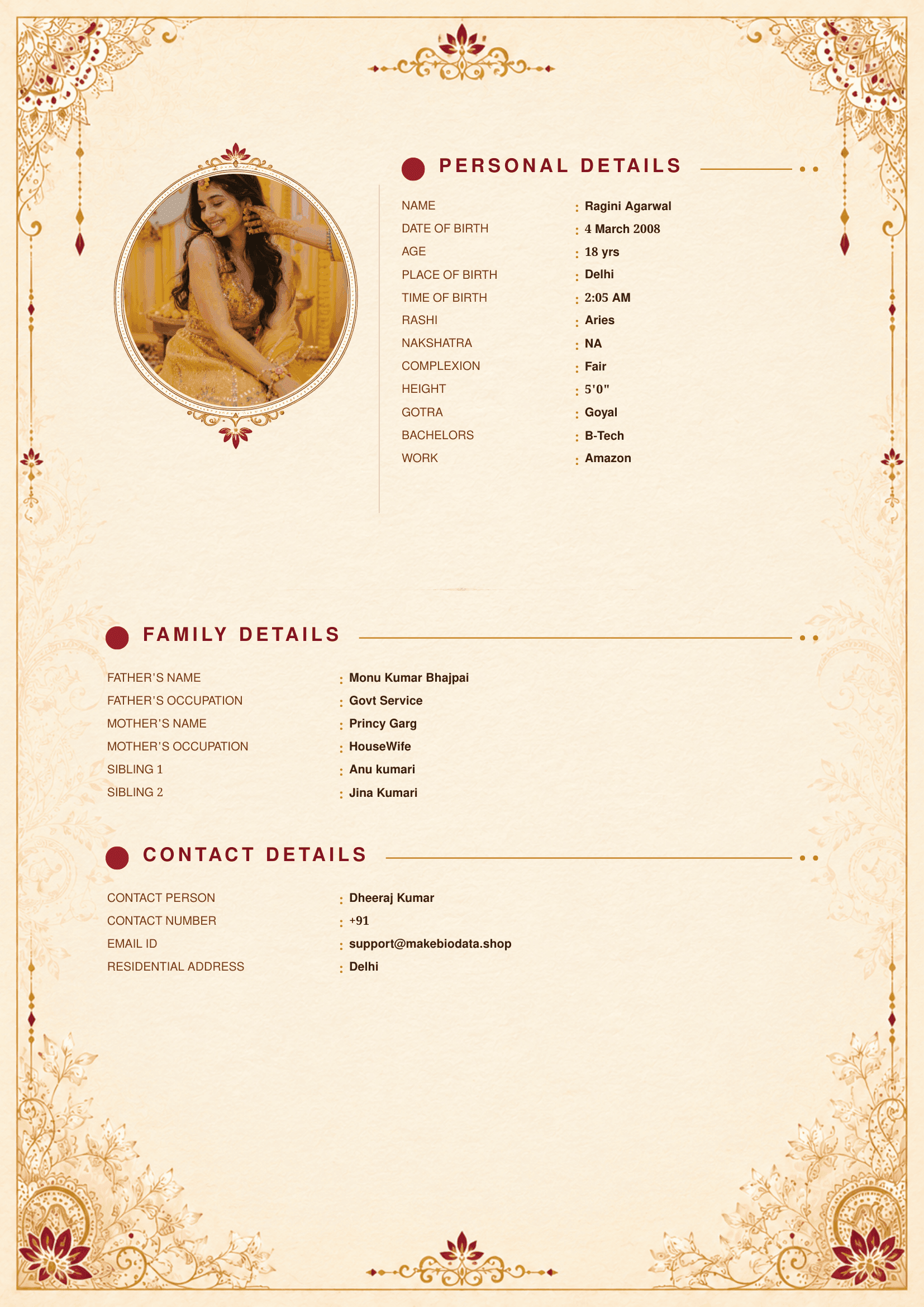 Crimson Lotus marriage biodata template