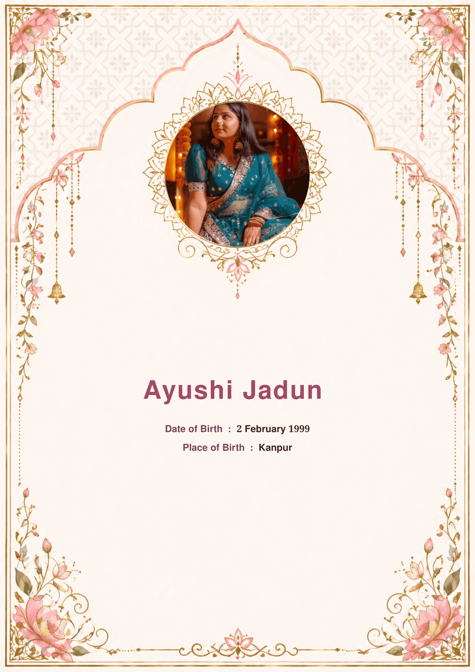 Floral Arch marriage biodata template