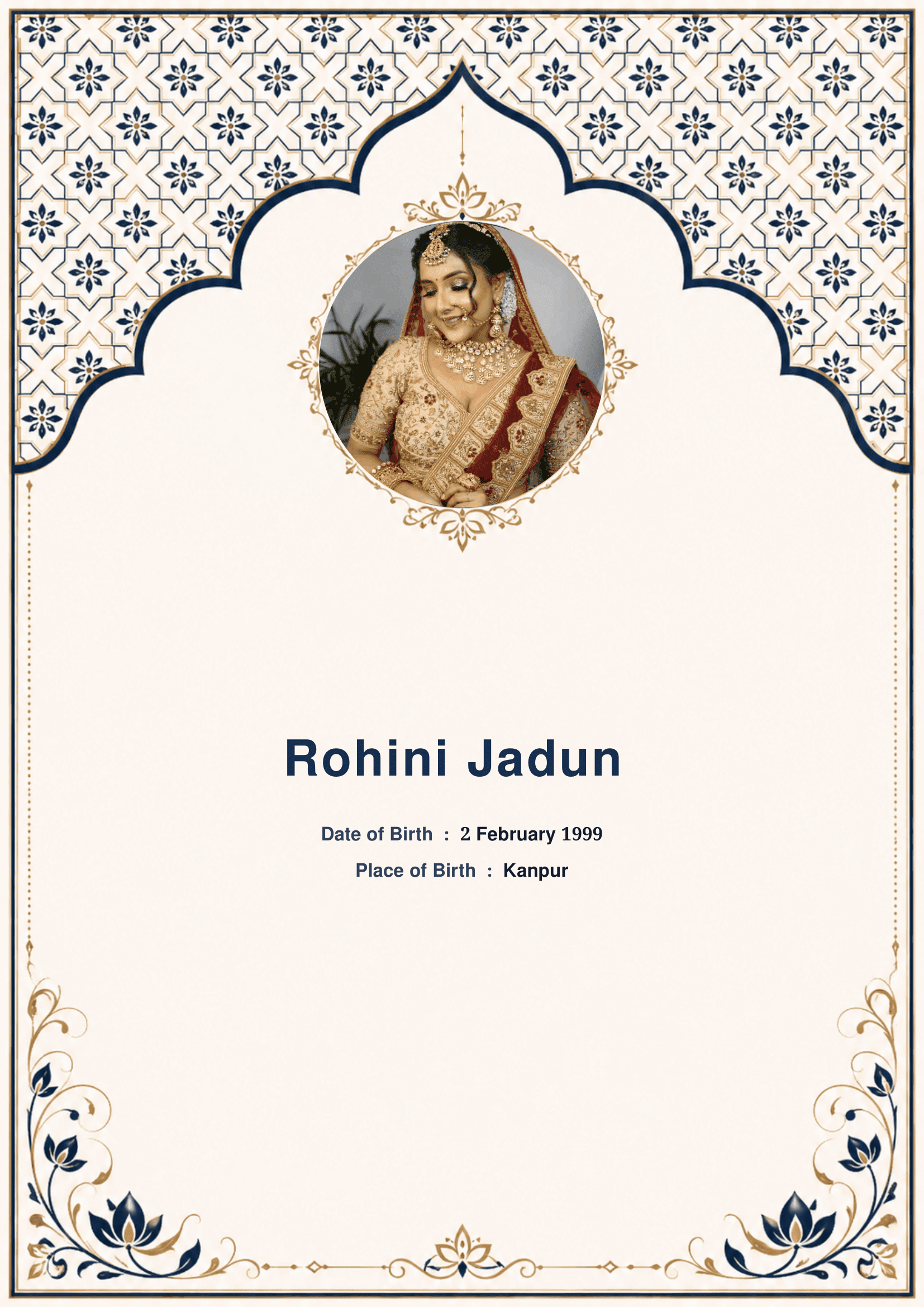 Royal Arch marriage biodata template preview