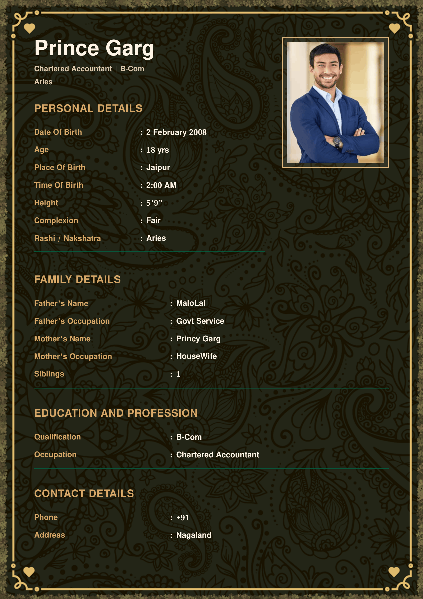 Shaddi Rich marriage biodata template preview